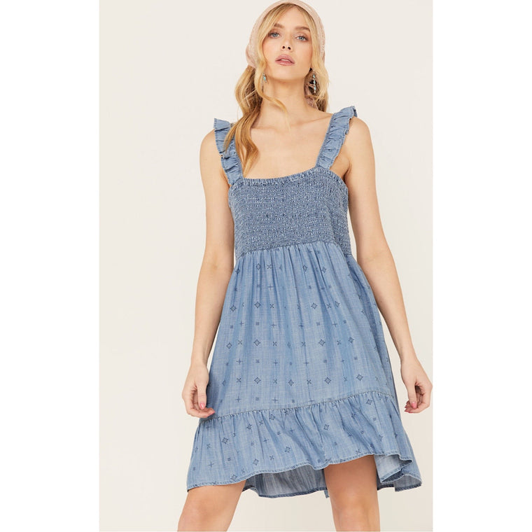 Ariat Womens Paisley Pursuit Dress Light Denim Blue