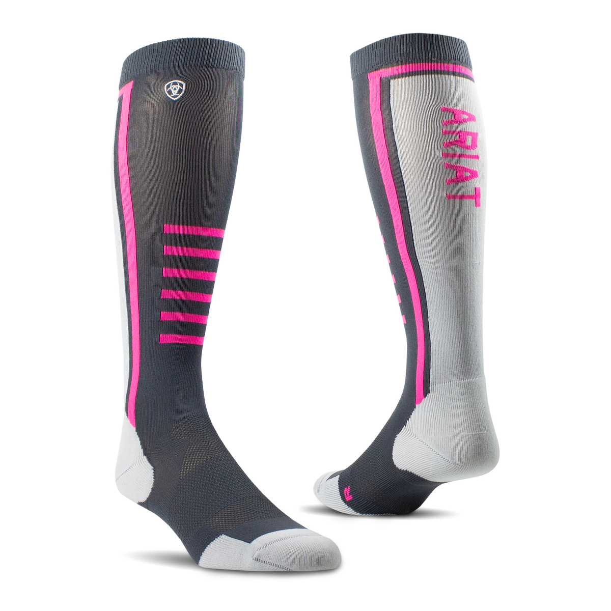 Ariat Unisex Ariattek Slimline Performance Socks - Ebony/Knockout Pink