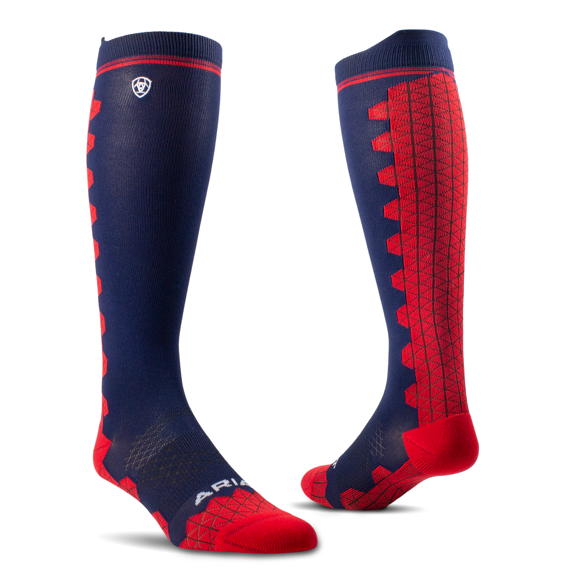Ariat Unisex Ariattek Devon Performance Tall Socks - Navy/Red