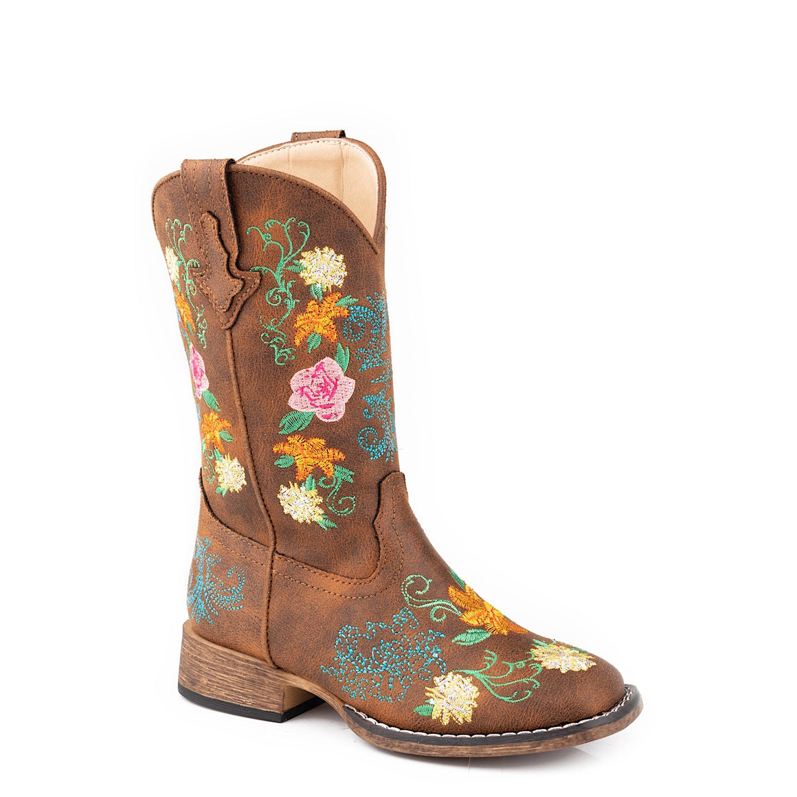 Roper LITTLE KIDS Bailey Floral Tan Embroidered
