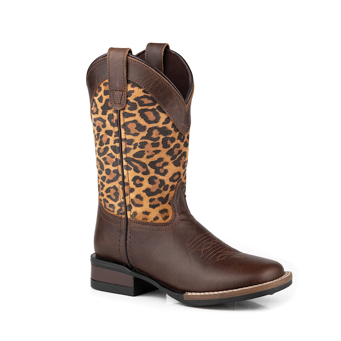 Roper BIG KIDS Monterey Boot Leopard Brown Leather/Suede Leopard print