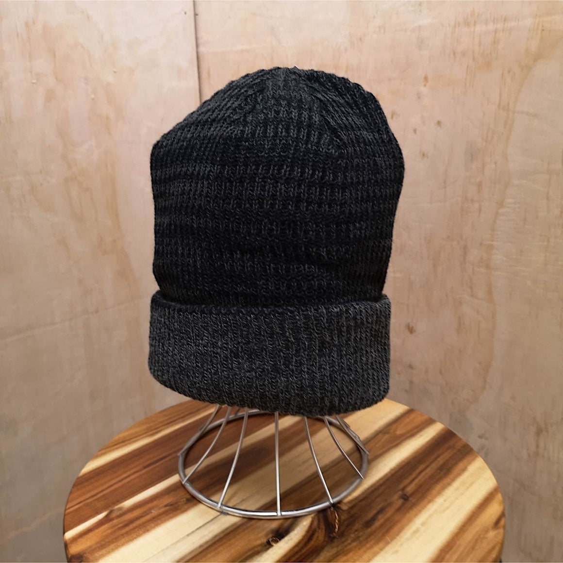 Avenel Rib Knit Beanie with Contrast Cuff Black/Charcoal
