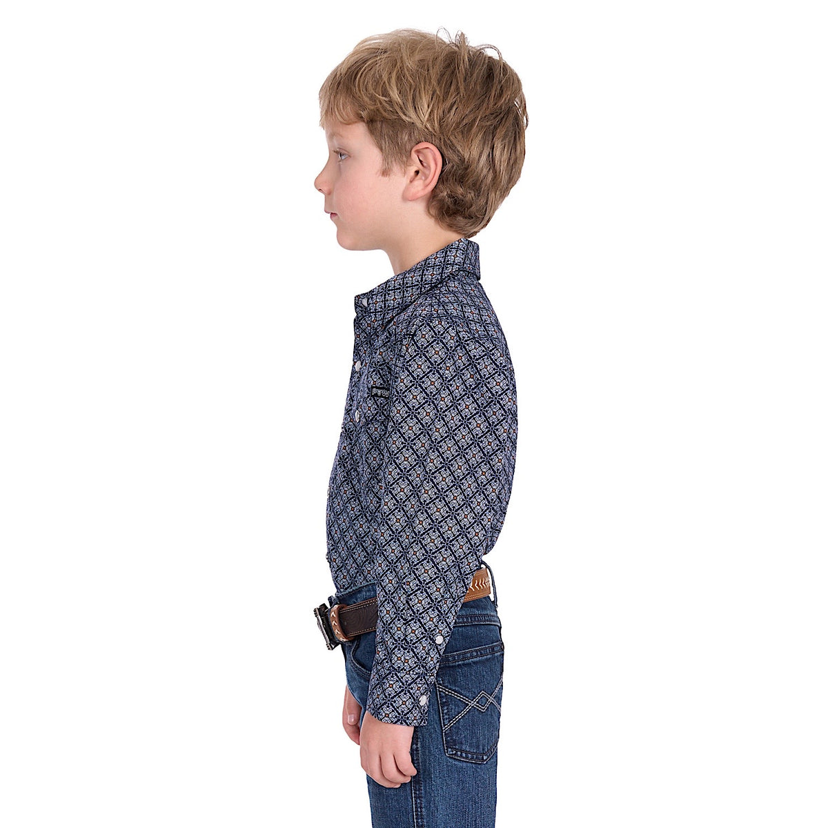 Pure Western Boy’s Douglas Shirt - Navy/White