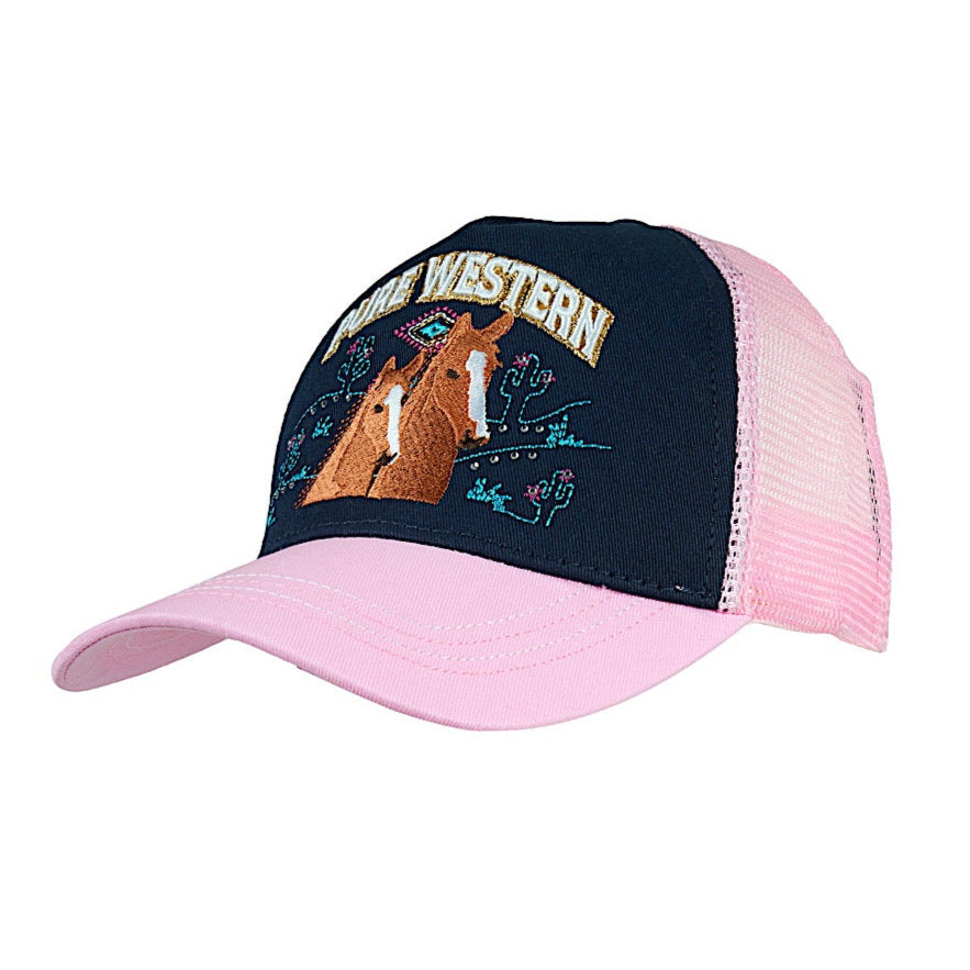 Pure Western Kid’s Alesia Trucker Cap - Navy/Pink