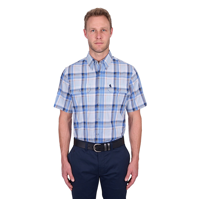 Thomas Cook Men’s Brian Short Sleeve Shirt - Blue/Tan