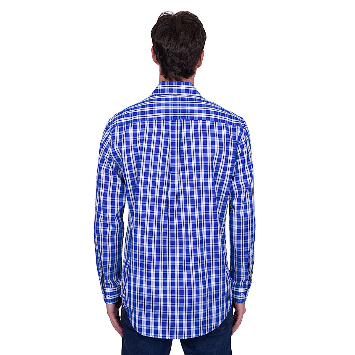 Hard Slog Men’s Levers Half Placket Long Sleeve Shirt - Royal/White