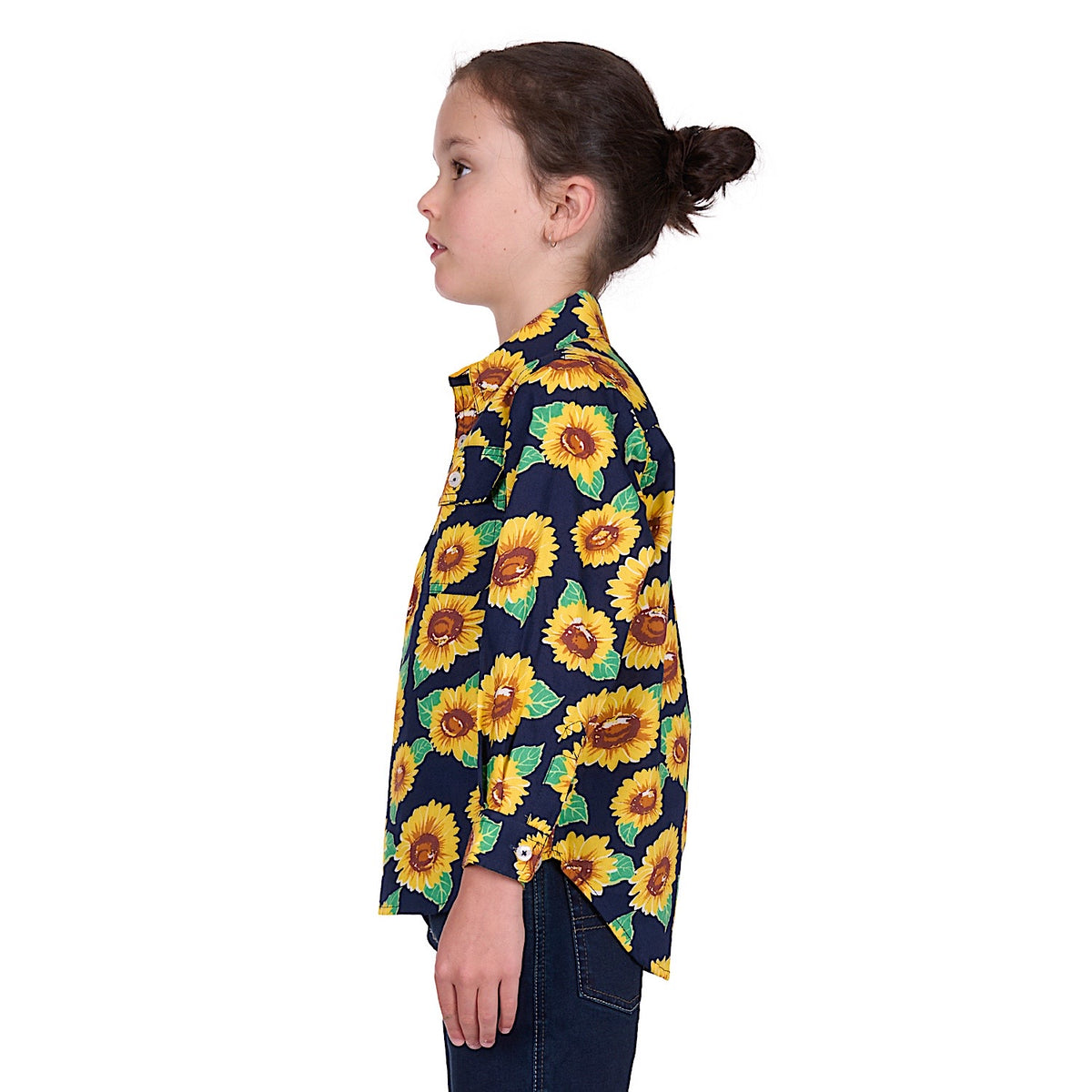 Hard Slog Kid’s Ally Half Placket Long Sleeve Shirt - Yellow/Green