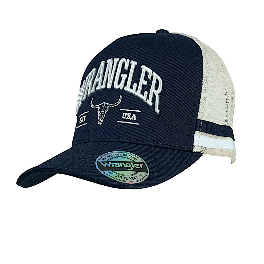 Buy Wrangler Lyndell High Profile Trucker Cap Navy The Stable Door