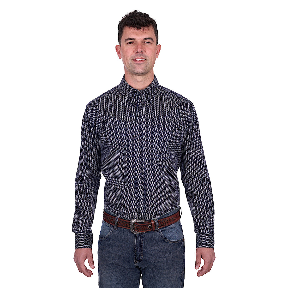 Wrangler Men’s Carl Shirt - Navy/Tan