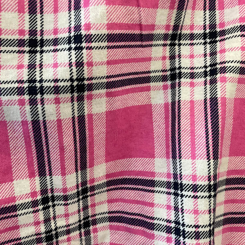 Pilbara Kid’s Open Front Flannelette Shirt - Pink / Navy / White