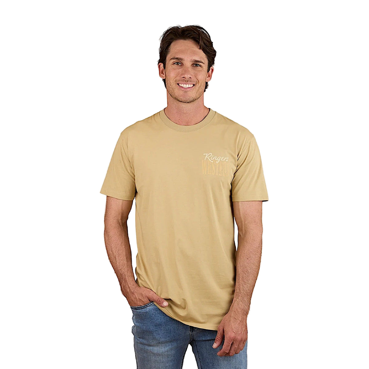 Ringers Western Men’s Aint My First Rumbo Stock Fit T-Shirt - Pale Olive