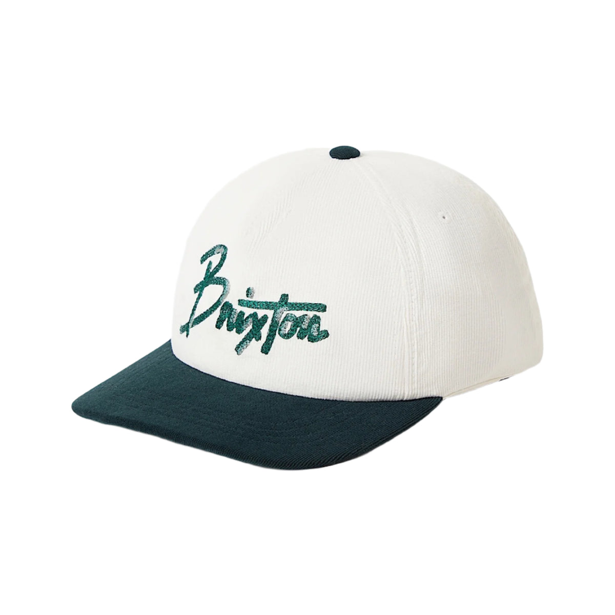 Brixton Corduroy Mid Profile Snapback Cap - Night Sage/Whitecap