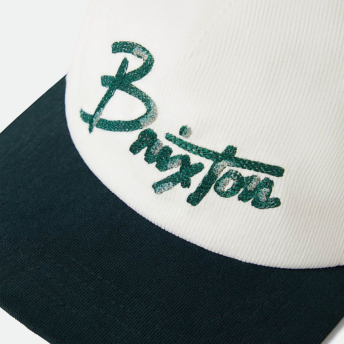 Brixton Corduroy Mid Profile Snapback Cap - Night Sage/Whitecap