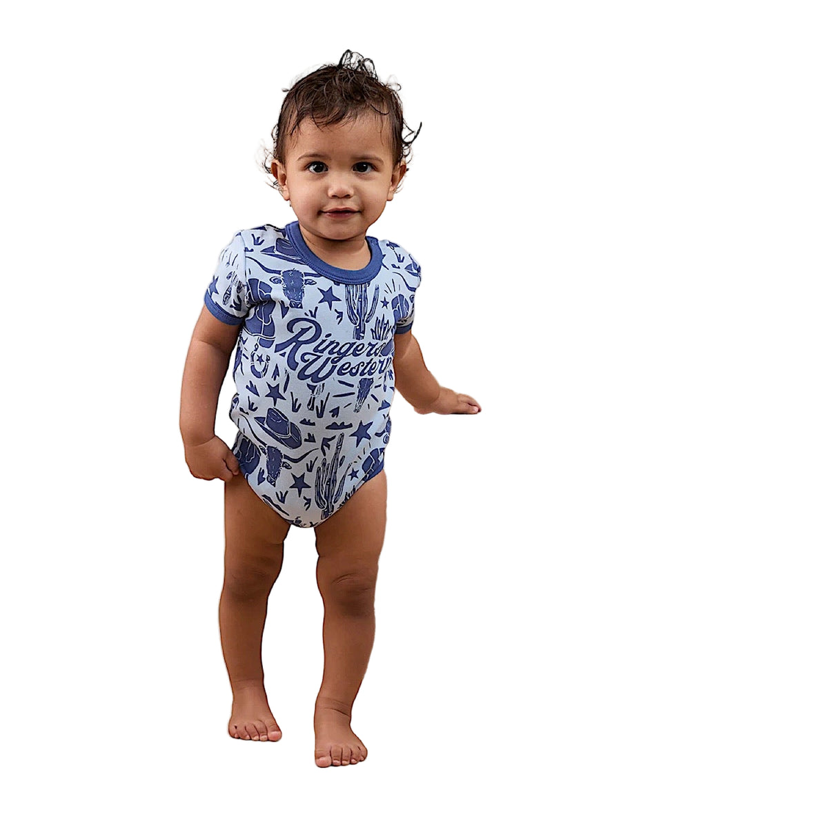 Ringers Western Babies Boot Scootin SS Romper - Dusk