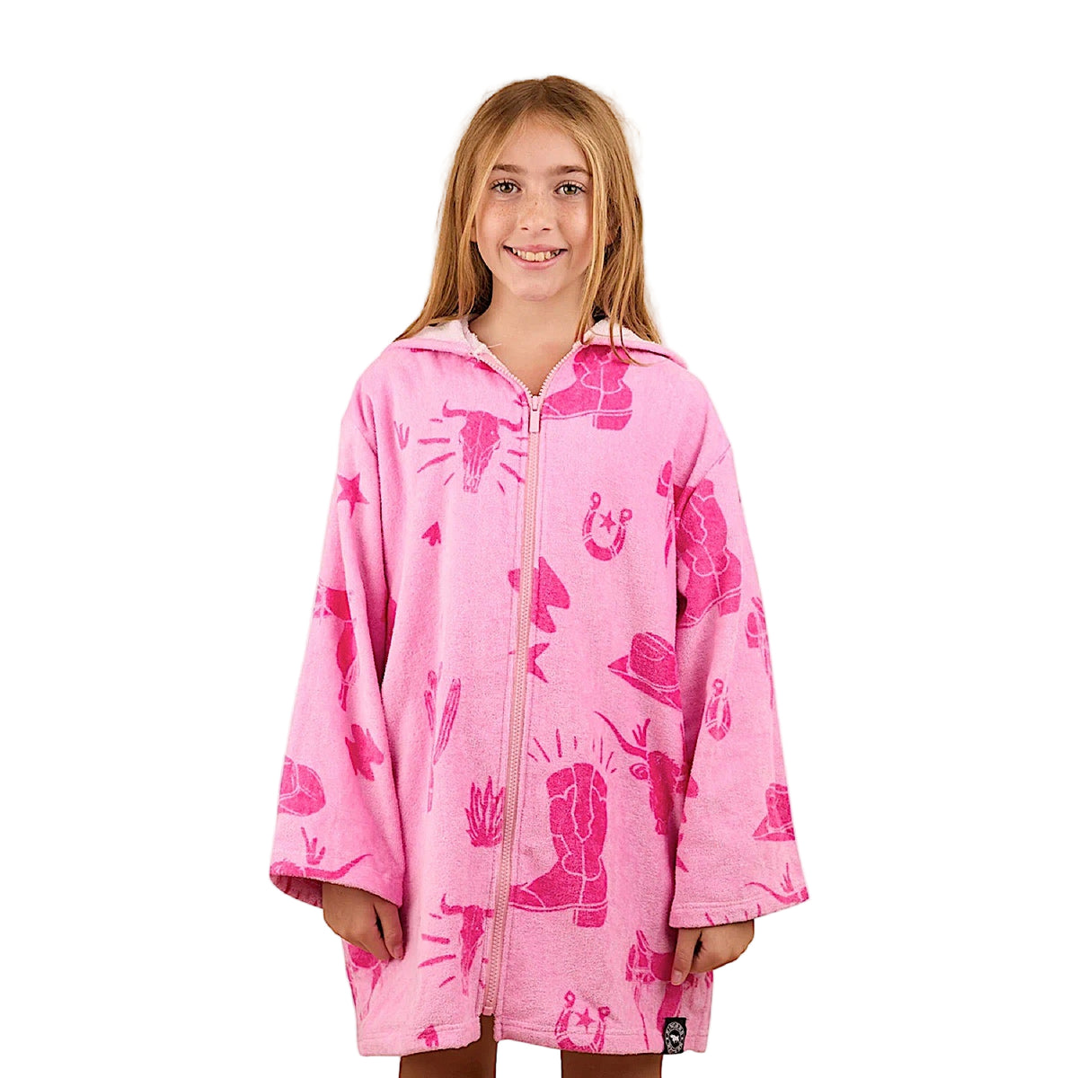 Ringers Western Kids Boot Scootin Zip Through Towel Pastel Pink