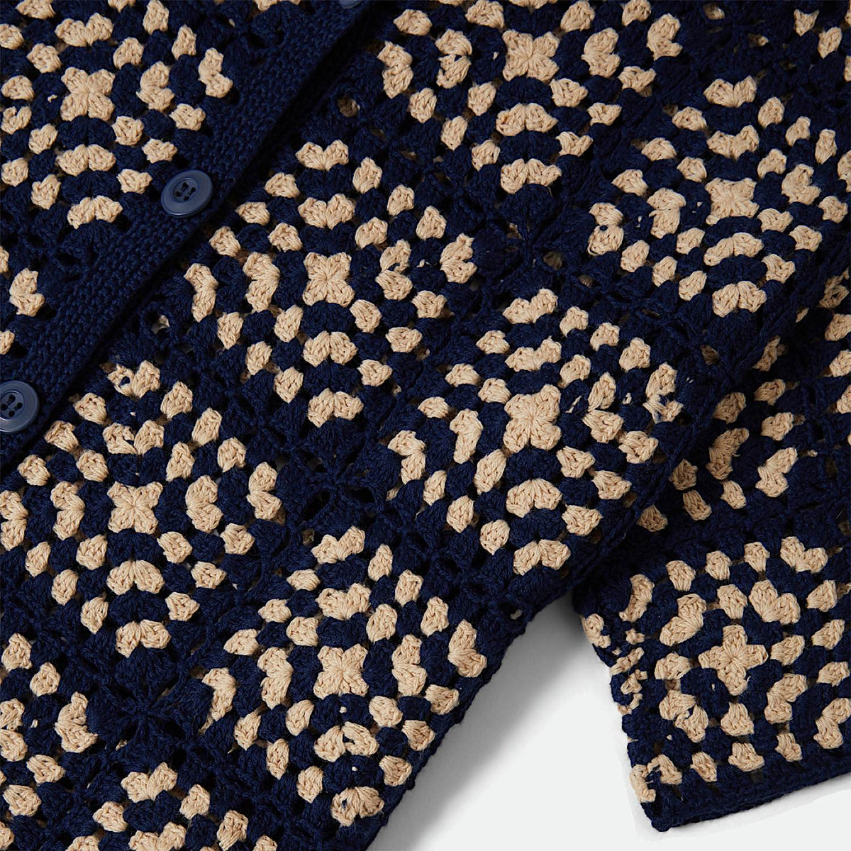 Brixton Women’s Crochet Button Down Top - Mood Indigo/Off White