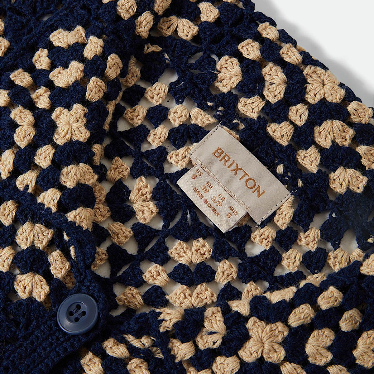 Brixton Women’s Crochet Button Down Top - Mood Indigo/Off White