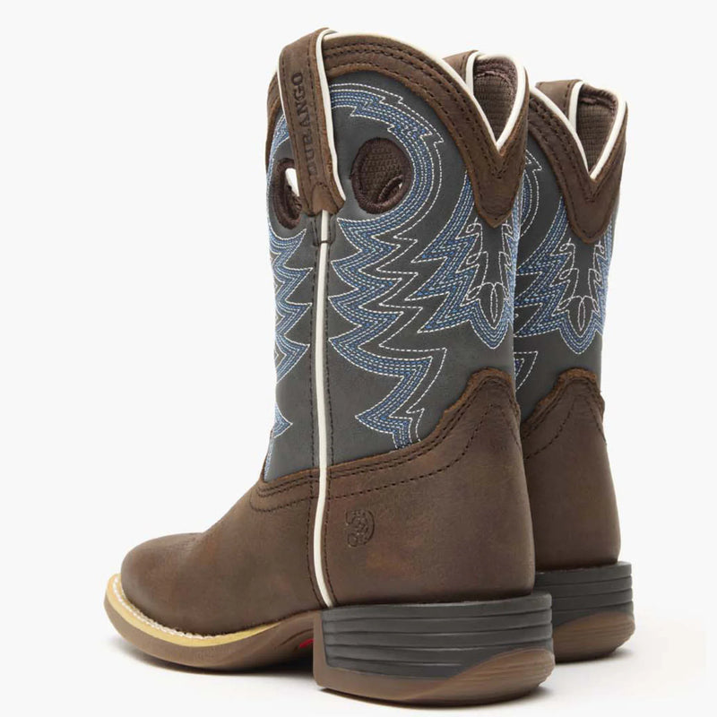 Durango Big Kids Lil Rebel Pro Western Boot - Belgian Brown / Blue Denim