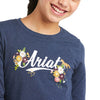 Ariat Girls Flora Fauna Logo LS T-Shirt Navy Heather - XSmall