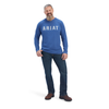 ARIAT Mens Rebar Cotton Strong Block L/S T-Shirt Metal Blue