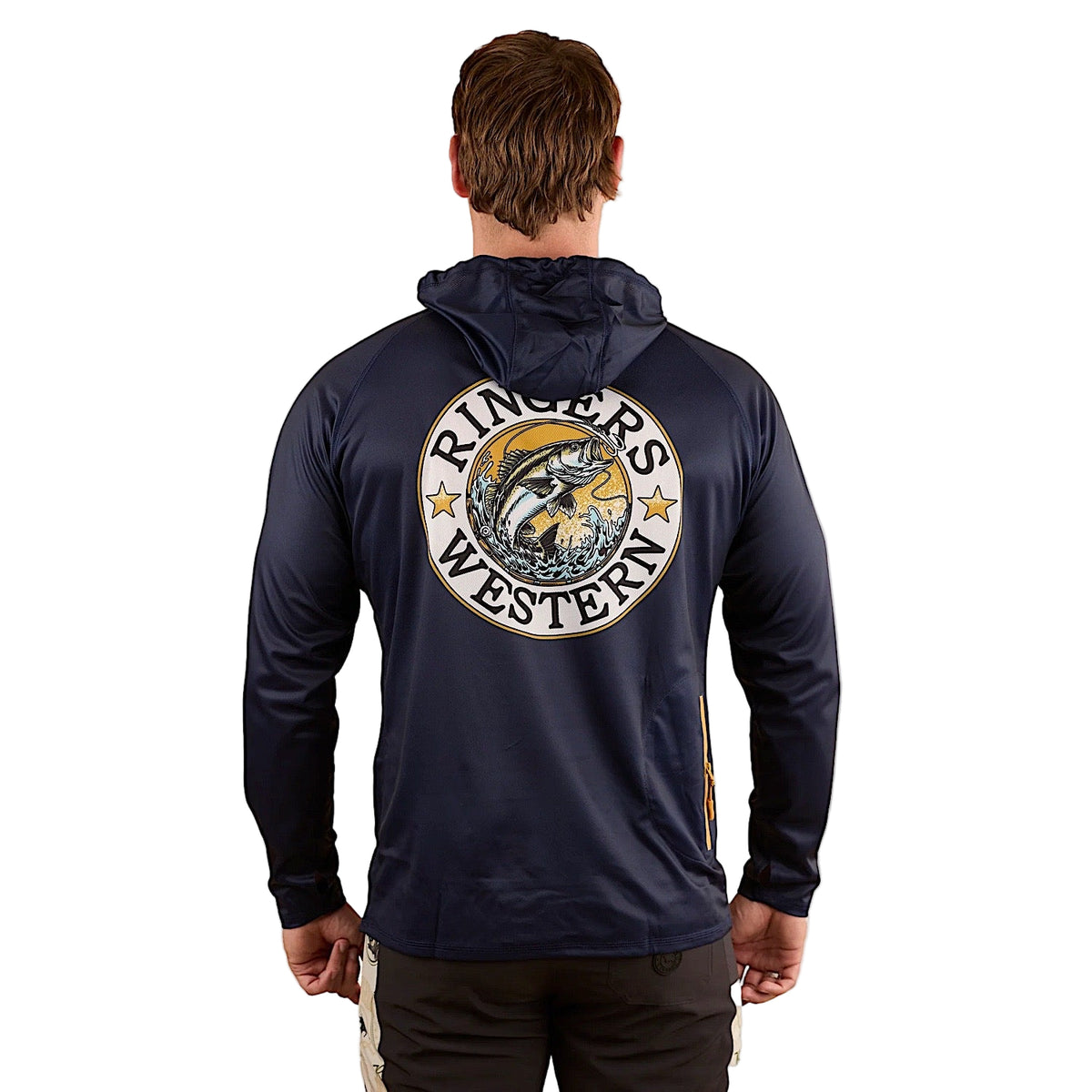 Ringers Western Unisex Big Catch Hooded Fishing Jersey - Navy