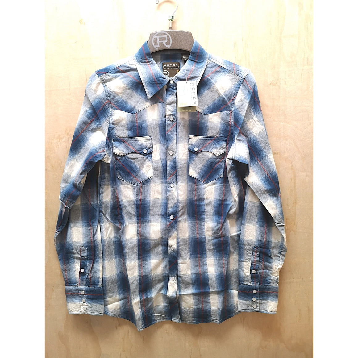 Roper Womens West Made Collection L/S Shirt Plaid Blue