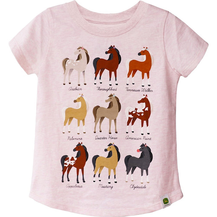 John Deere Kids Horse Breeds Tee - Pink