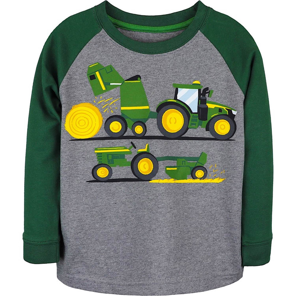 John Deere Toddler Hay Baler Long Sleeve T-Shirt - Grey/Green