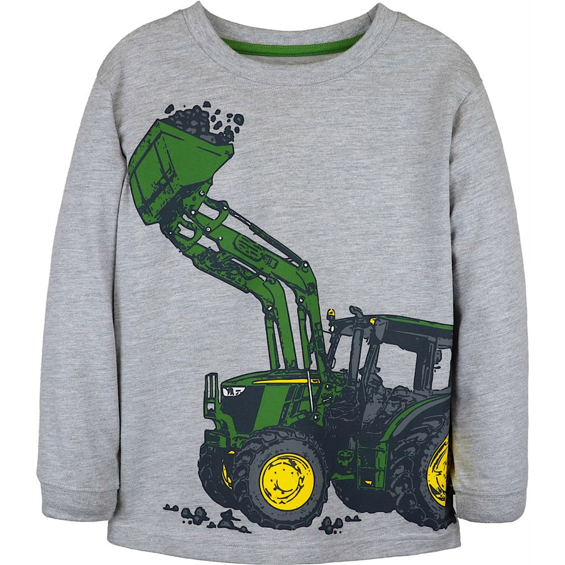 John Deere Kids Bucket Tractor Wrap Long Sleeve Tee - Grey