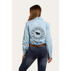 Ringers Western Signature Jillaroo Womens Full Button Work Shirt - Sky Blue with Navy Embroidery