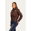 Ringers Western Signature Jillaroo Womens Full Button Work Shirt - Chocolate with White Embroidery