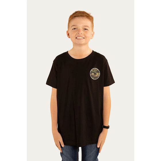 Ringers Western Kids Signature Bull Classic Fit T-Shirt - Black With Camo Print