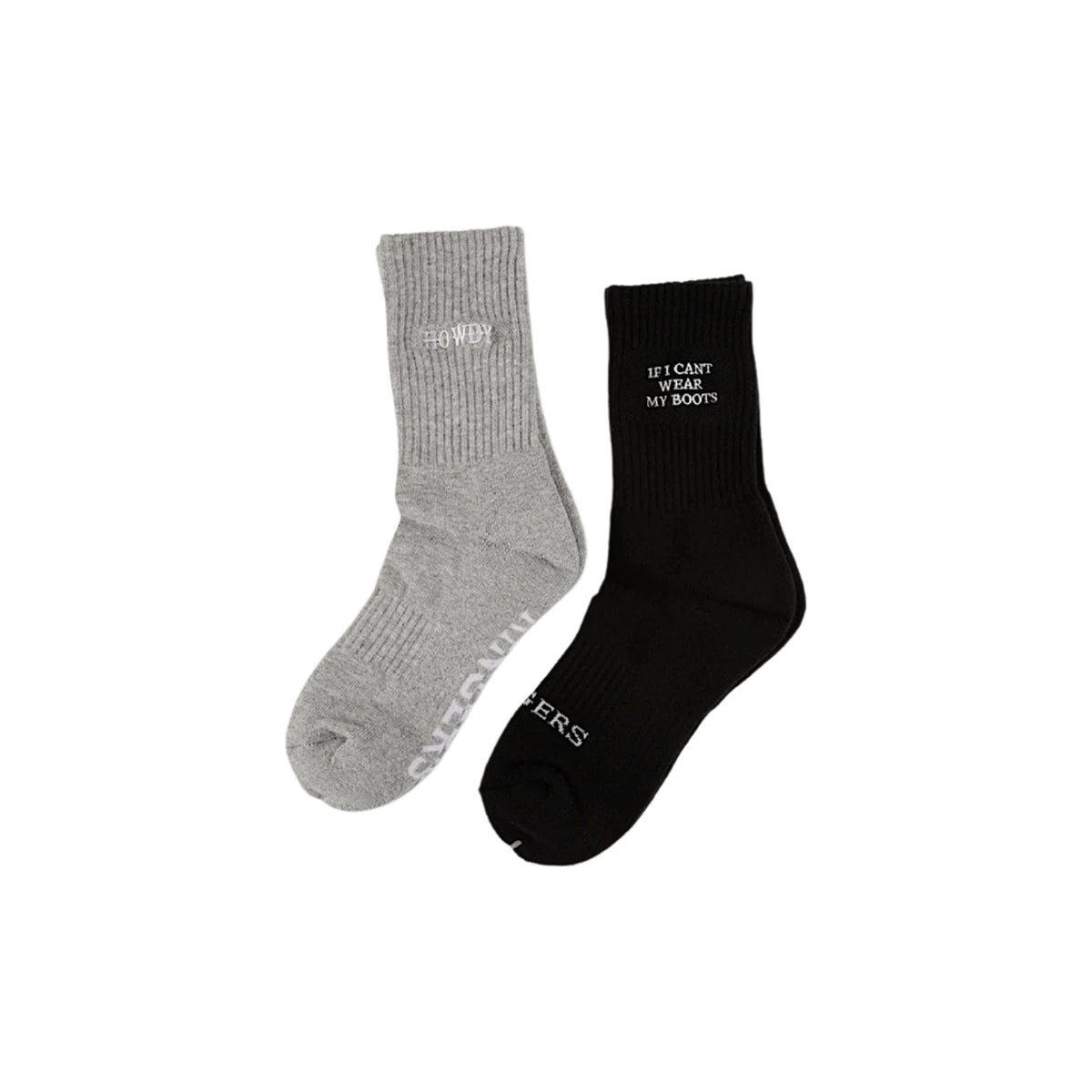 Ringers Western Howdy Unisex Sock 2 Pack - Black/Grey Marle
