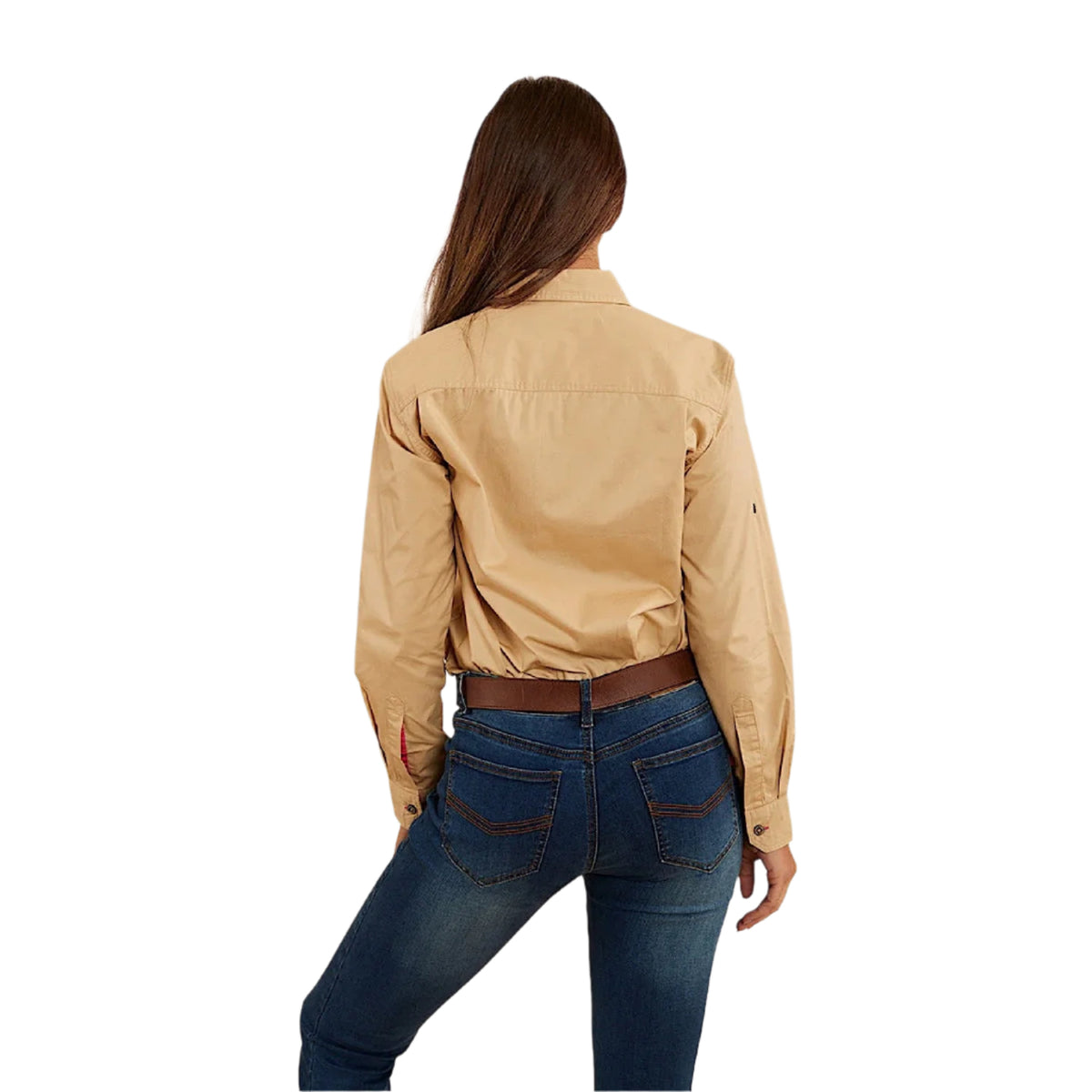 Ringers Western Women’s Pentecost River Full Button Work Shirt - Dark Sand/Melon