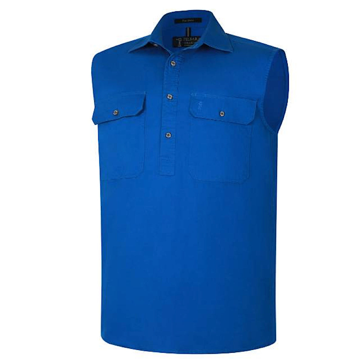 Pilbara Men’s Closed Front Sleeveless Shirt Colbalt Blue