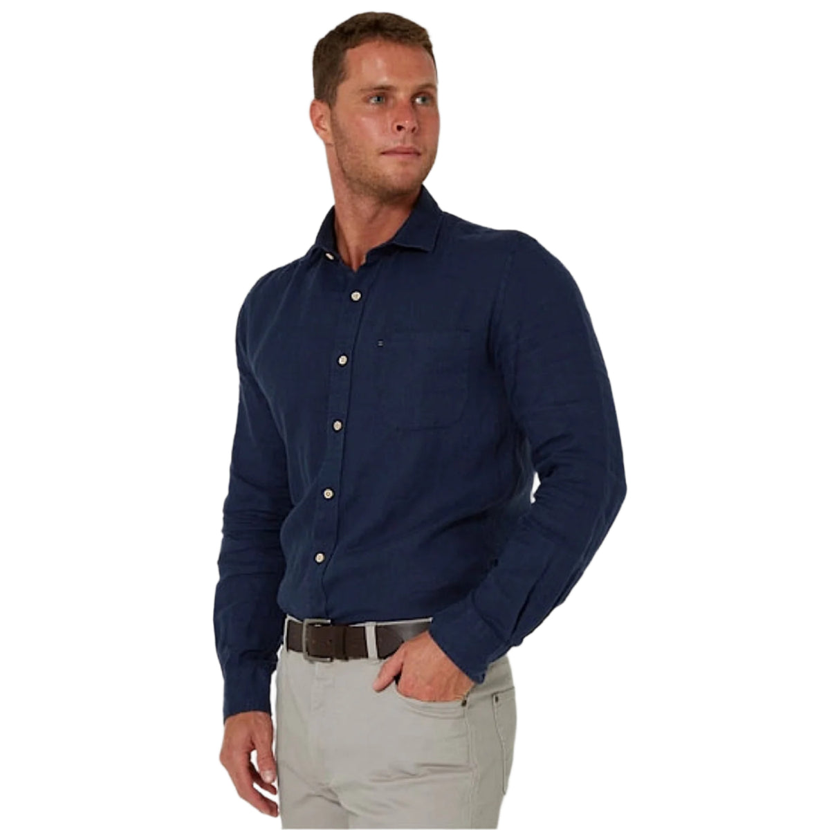 Pilbara Men's Classic Fit Linen Shirt - Army