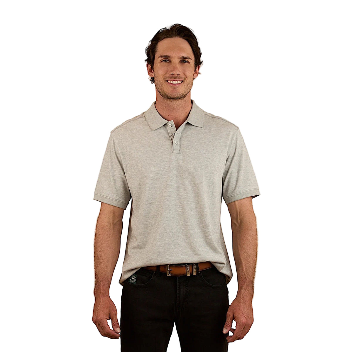 Ringers Western Men's Tech Polo - Grey Marle