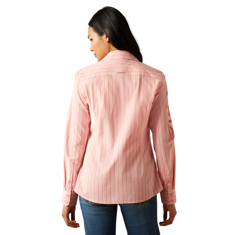 Ariat Women’s Wrinkle Resistant Team Kirby Stretch Shirt - Mauve Stripe