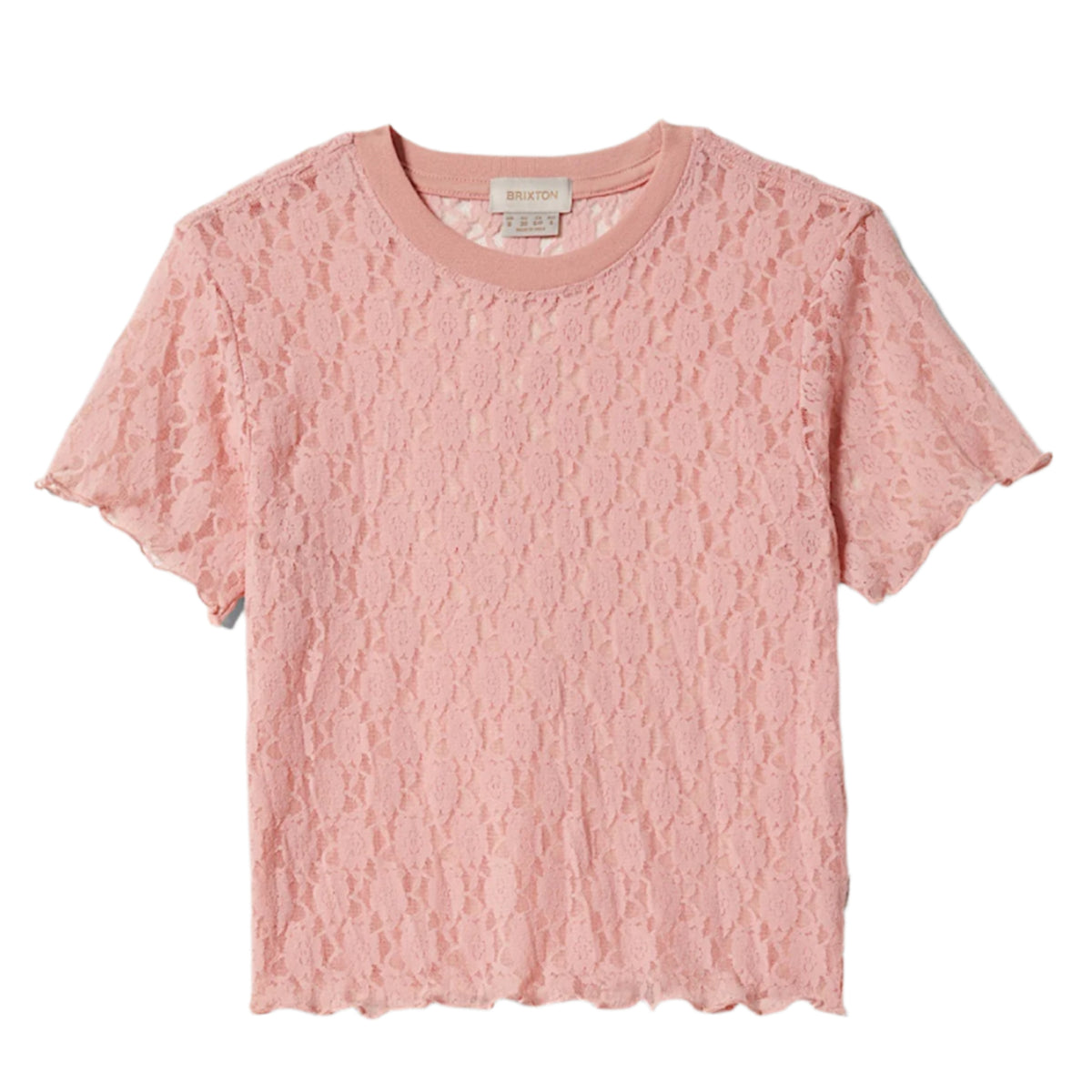 Brixton Women’s Sheer Slim Lace Tee - Mellow Rose