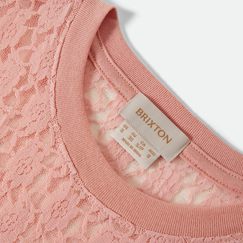 Brixton Women’s Sheer Slim Lace Tee - Mellow Rose