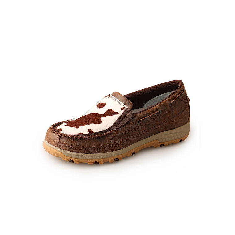 Twisted X Womens Cow Cellstretch Slip On - Brown/Brown Fur