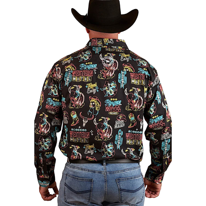 Ringers Western Men’s The Dyno Limited Edition Half Button Work Shirt - Black/Multi