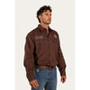 Ringers Western Hawkeye Men's Full Button Work Shirt - Chocolate with White Embroidery