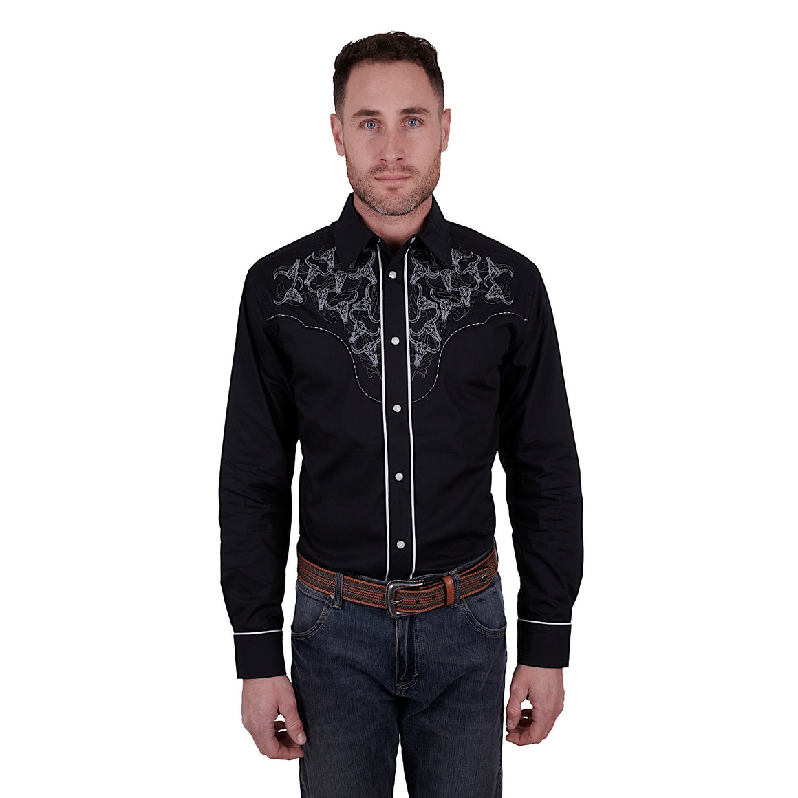 Wrangler Mens Dalton Embroidered L/S Shirt Black