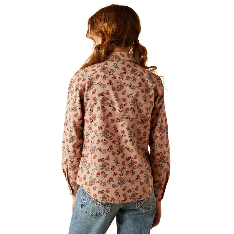 Ariat Girls Flowers N’ Horseshoes Snap Shirt - Floral Horseshoes Print