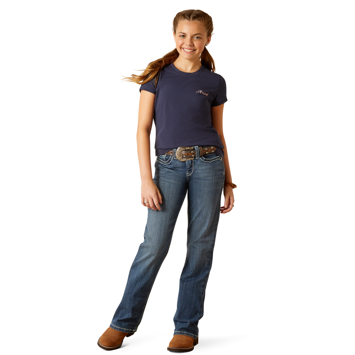 Ariat Girl’s Pretty Shield Short Sleeve T-Shirt - Navy Eclipse