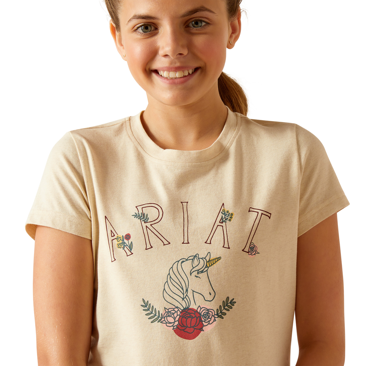 Ariat Girl’s Unicorn Insignia T-Shirt - Oatmeal Heather