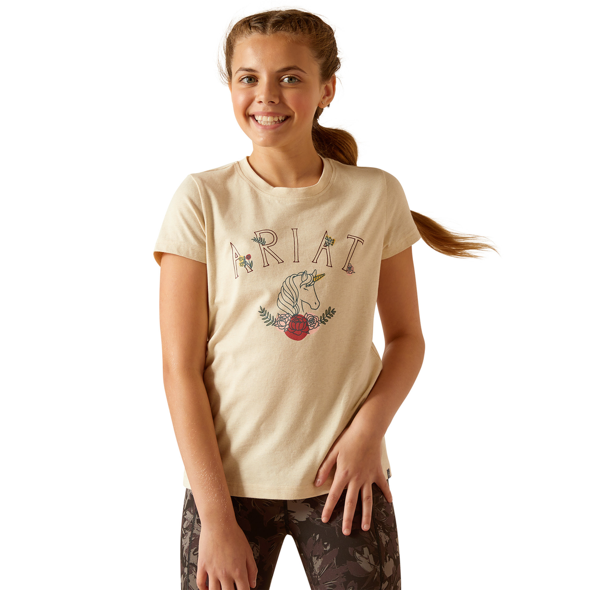 Ariat Girl’s Unicorn Insignia T-Shirt - Oatmeal Heather