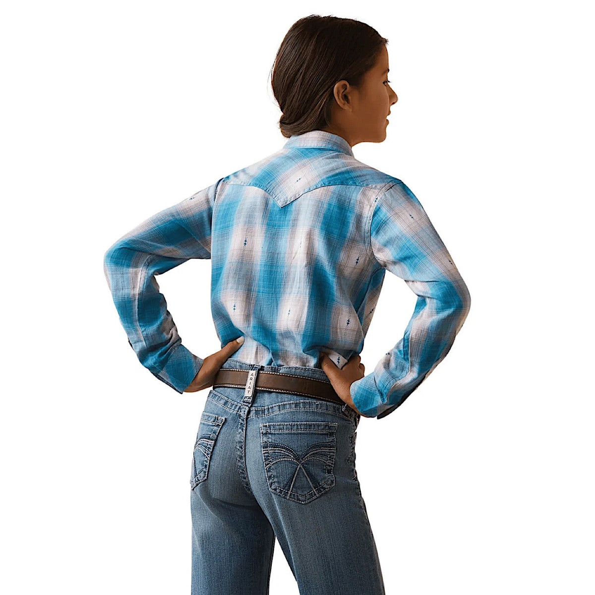 Ariat Kid’s Idabel Plaid Snap Western Shirt - Blue/Pink