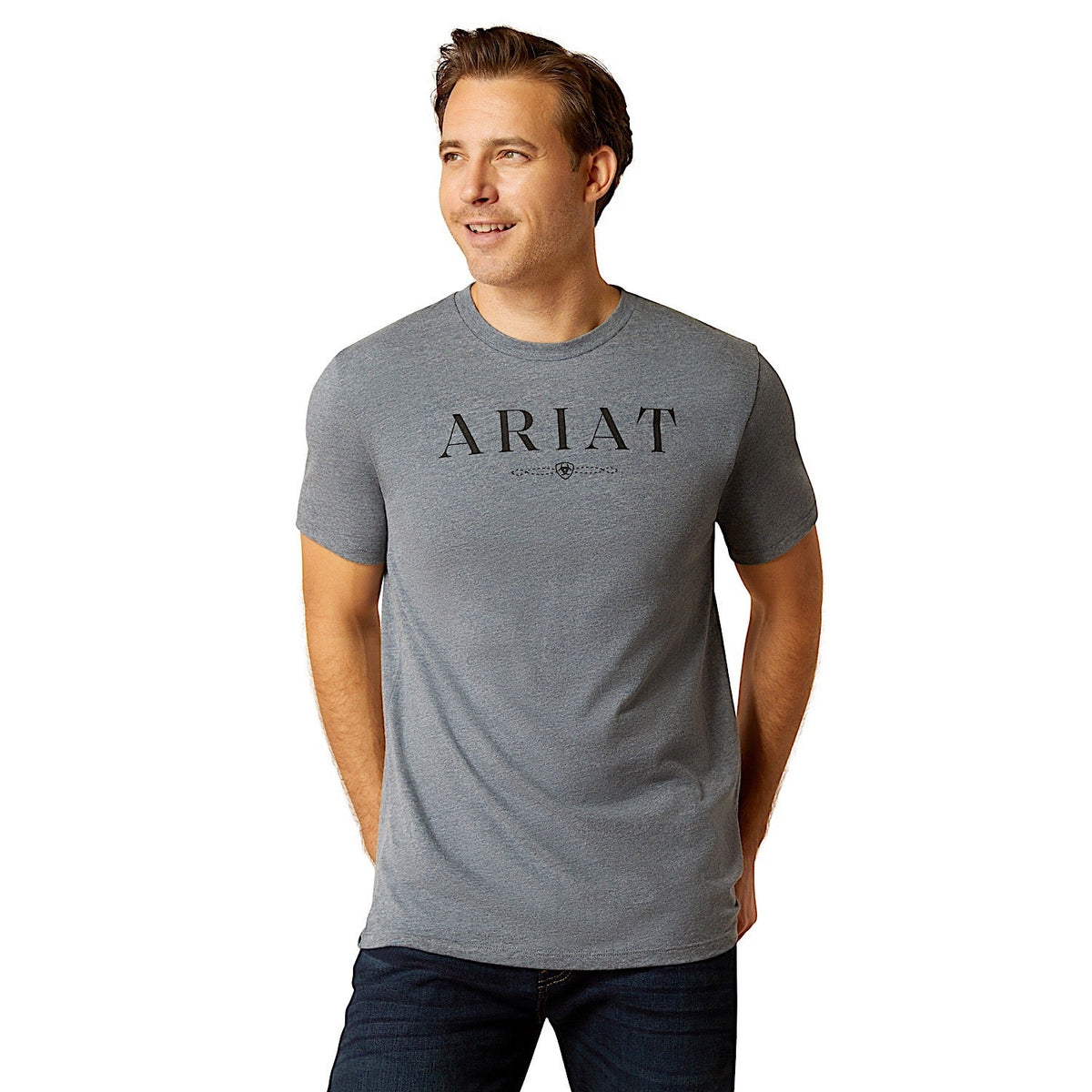 Ariat Men’s B&W Logo T-Shirt - Athletic Heather